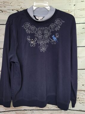 Northern Reflections XXL Navy Bird Embroidered Sweatshirt Pullover
